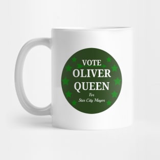 Vote Oliver Queen For Star City Mayor - Green Arrow Button Design Mug